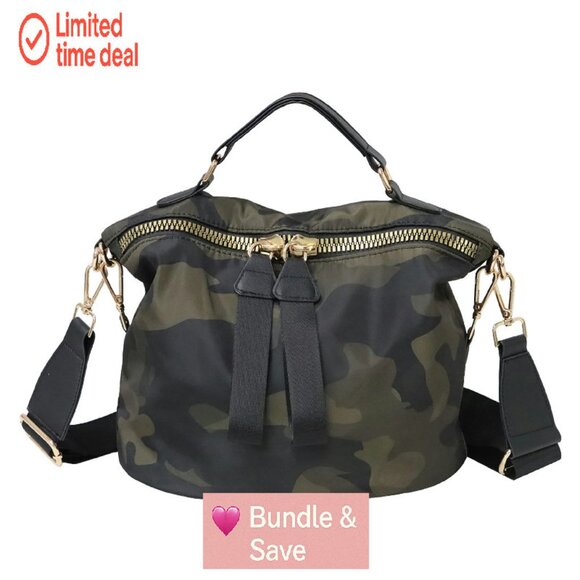 Lightweight Nylon Shoulder Bag with Anti-Theft Zipper & Adjustable Strap